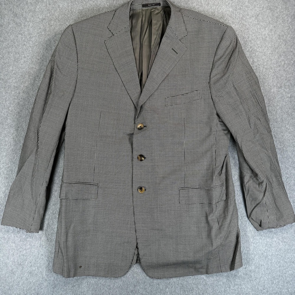 Ermenegildo Zegna Blazer Sport Coat Mens 48 Wool Houndstooth Three Button Italy